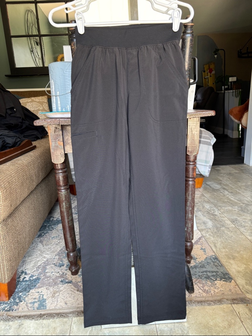Scrubs: Women’s Black Elastic-Waist Straight-Leg Pants